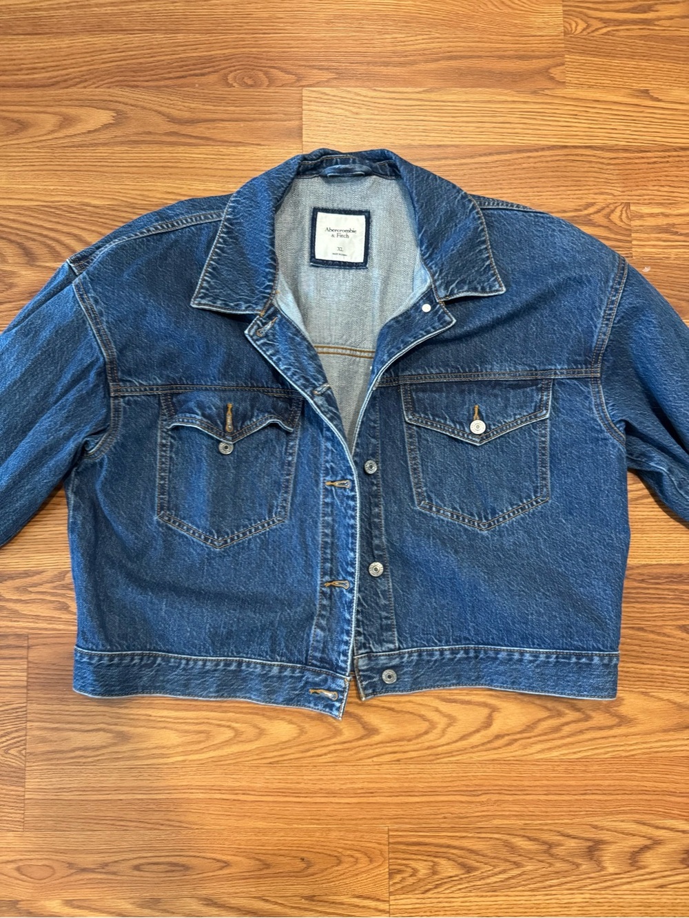 Abercrombie & Fitch Oversized Denim Trucker Jacket XL Medium Wash